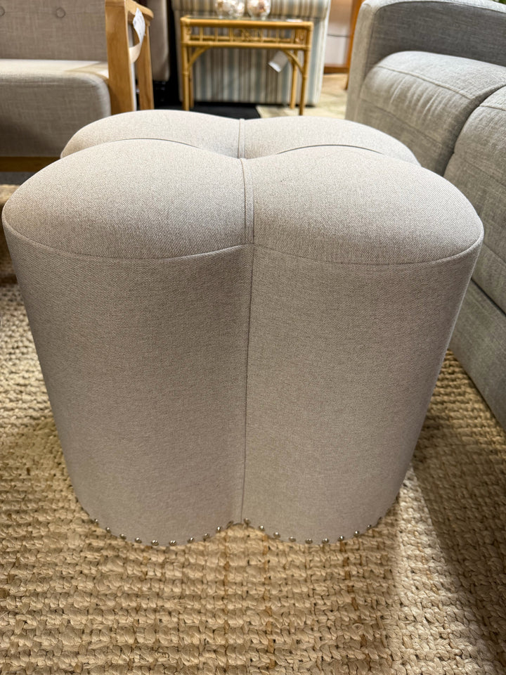 Grey Tufted Flower Ottoman