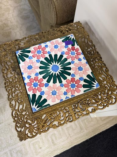 Spanish Tile Brass Pedestal