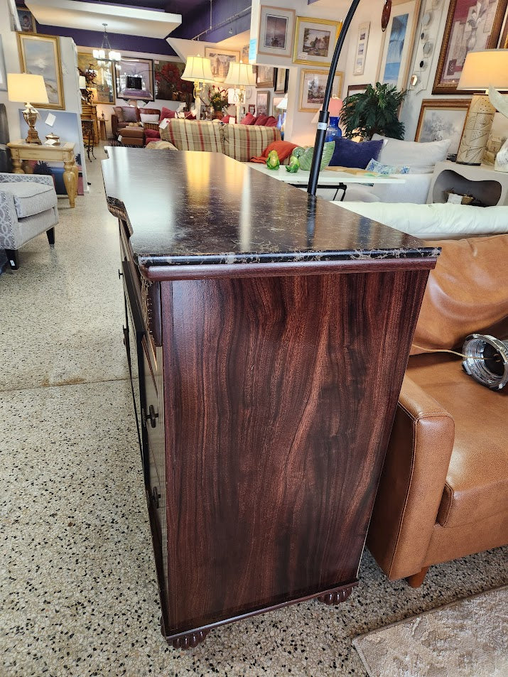 Ashley FurnitureDK Brown Console With Fireplace