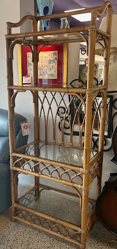 Vintage Bamboo Shelf unit Etegere