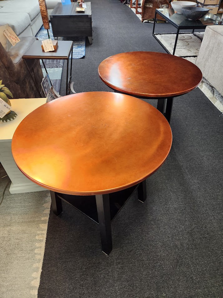Round Copper Look End Table