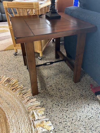 SET OF2- Wood Industrial Style End Table