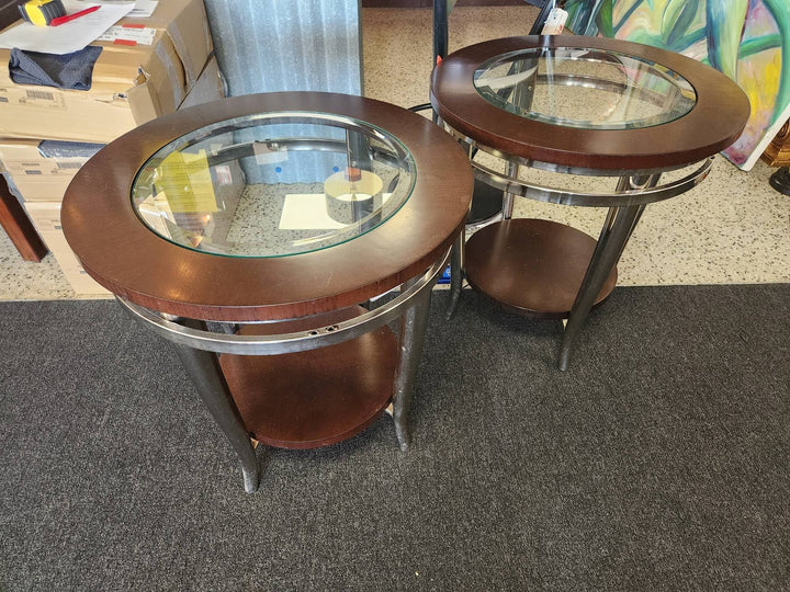 SET OF 2 - Glass Insert End Table