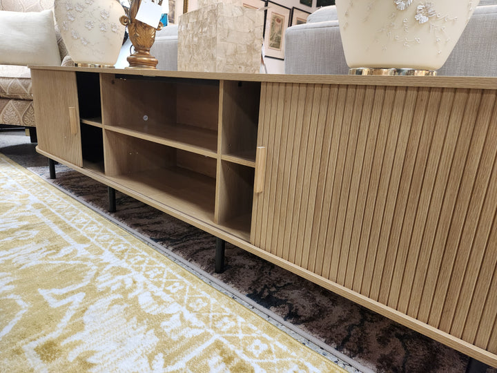 Tambour Door Curved Console Table