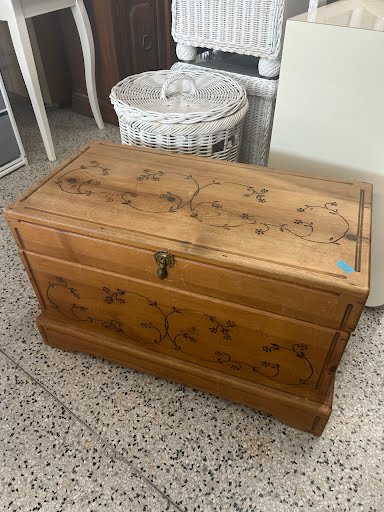 Carved Floral Wood Hope Chest
