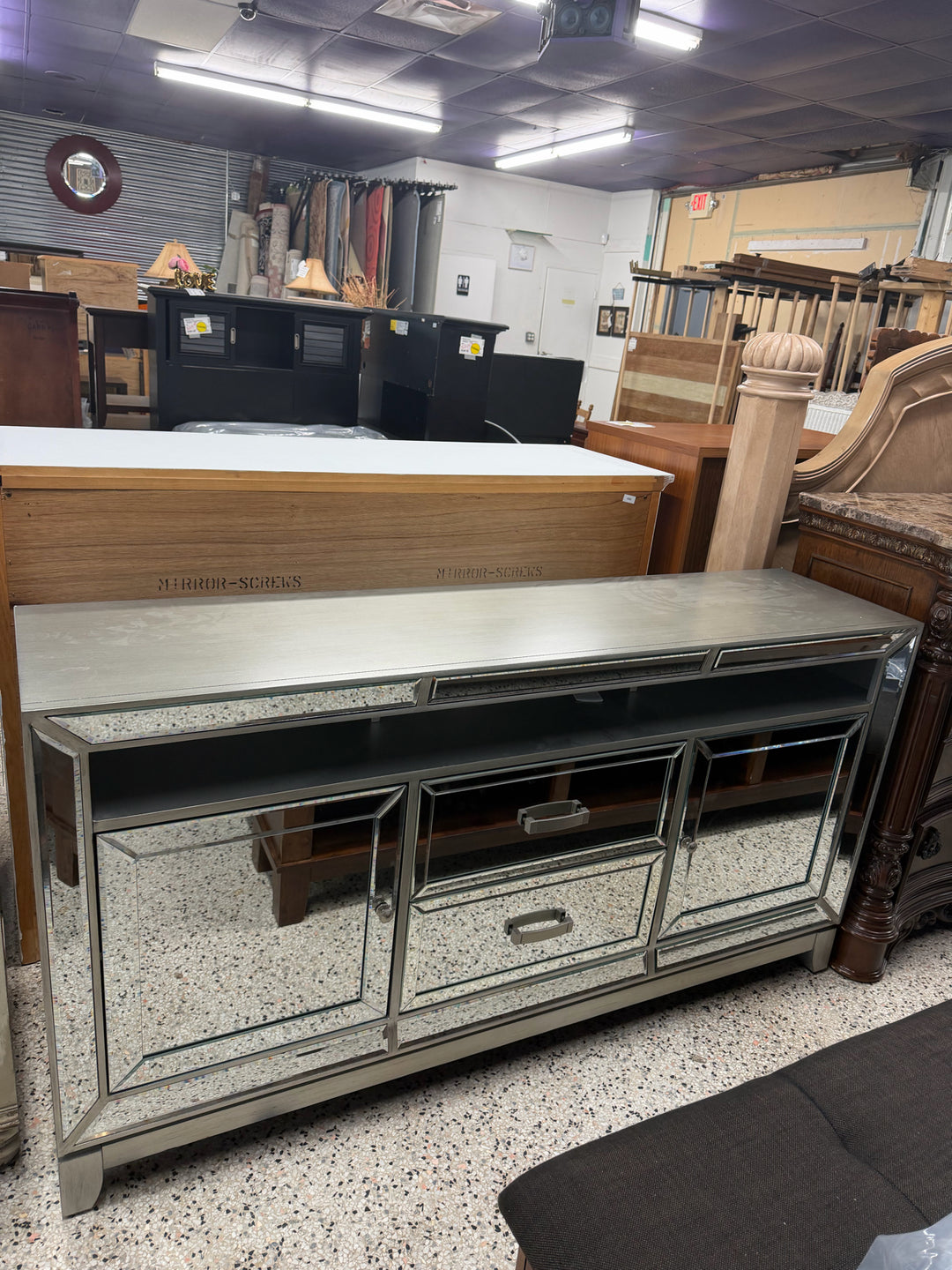 Silver Mirrored Console Table