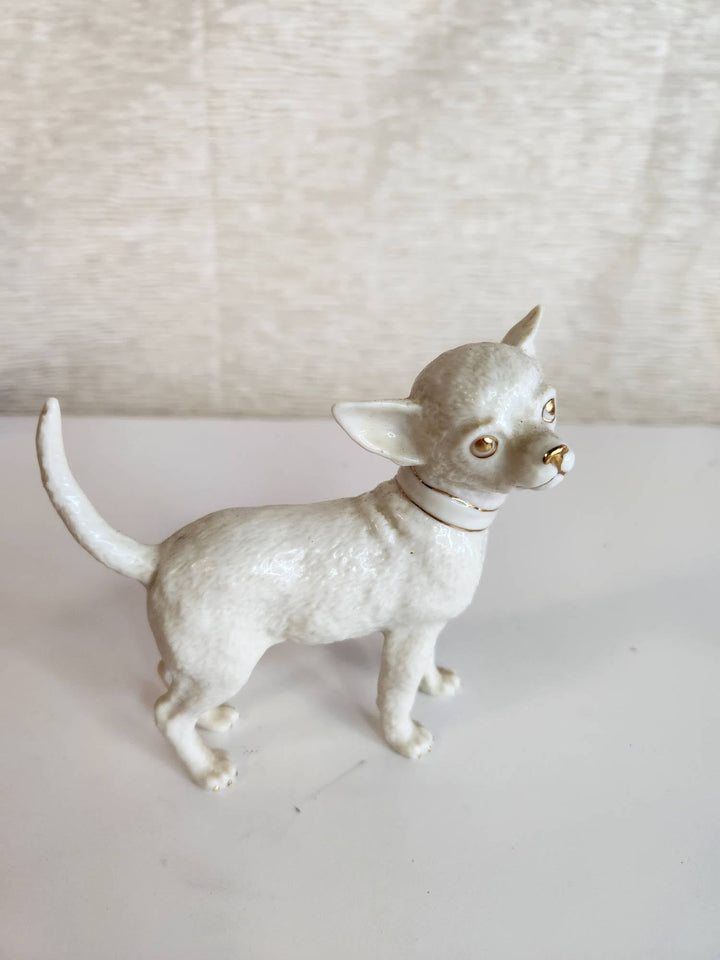 RARE Lenox Chihuahua Dog Figurine White and Gold