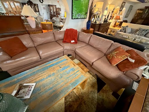 Dusty Mauve Leather Drexel Sectional