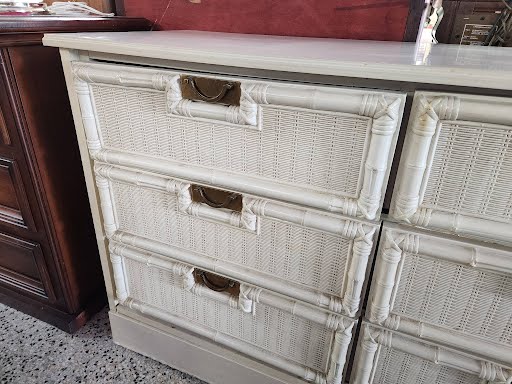 Faux Bamboo Whitewash Dresser