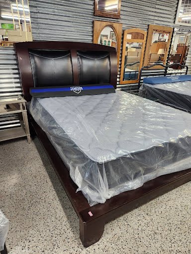 Wood/Leather Sleigh Queen Bed