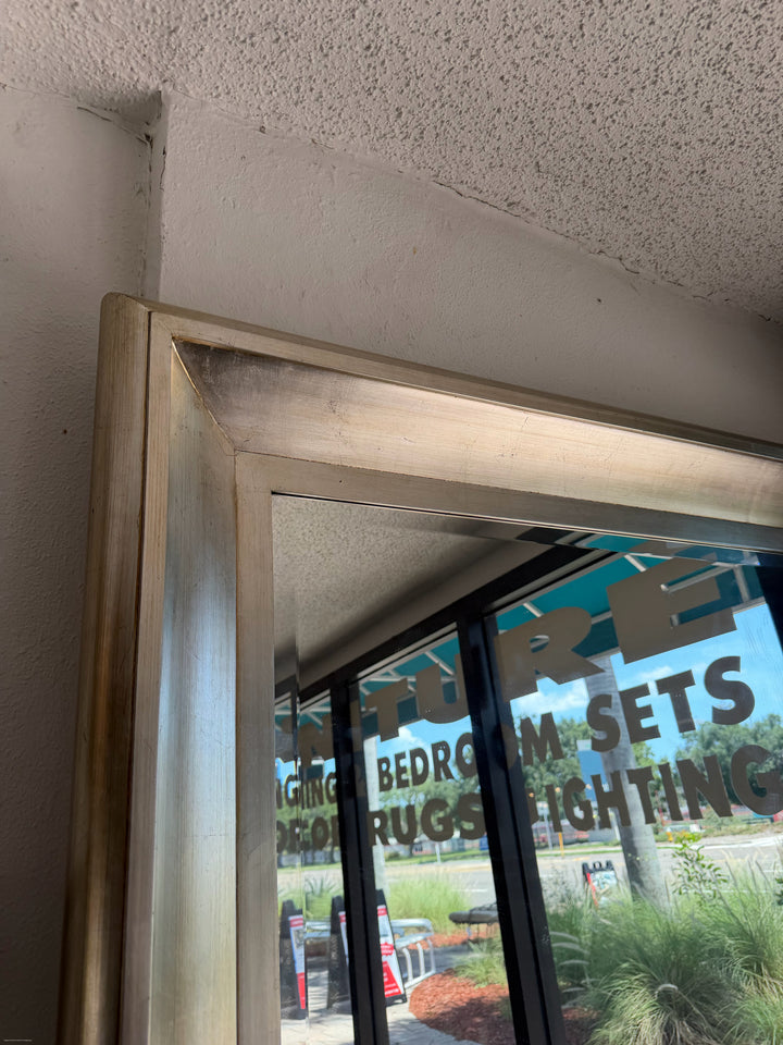 HEAVY Satin/nickel Framed Mirror