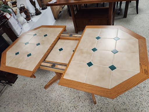 55x37" Oak and Tile Dining Table