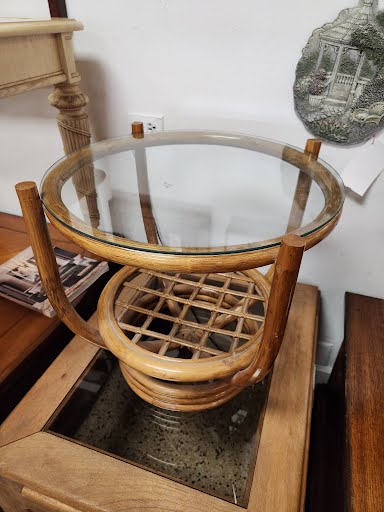 20R" Glass Top Bamboo End Table