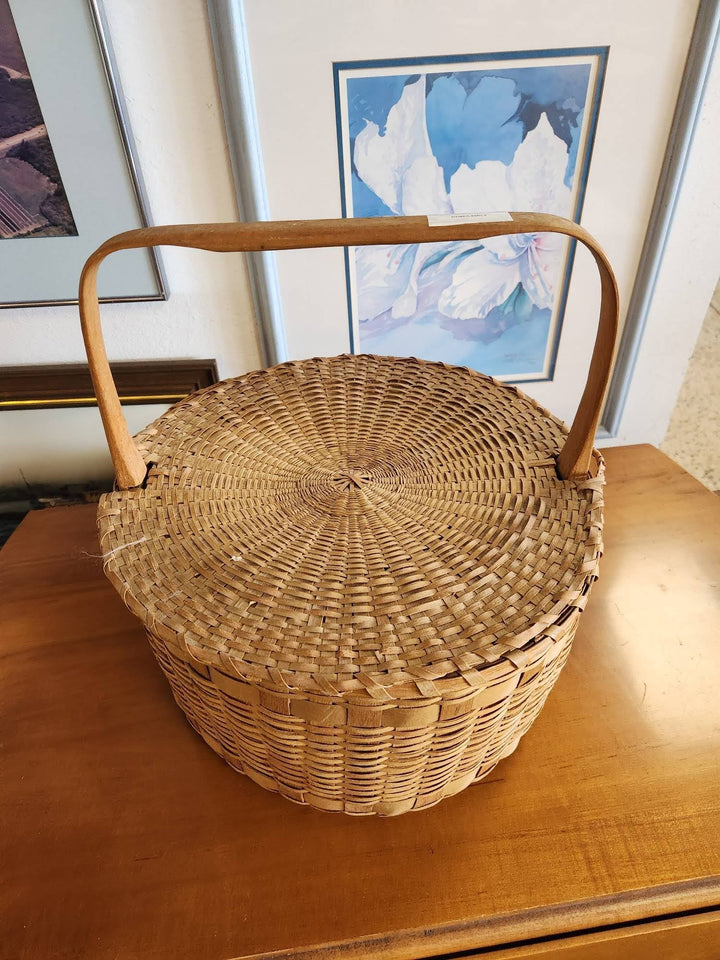 Antique New England Covered Splint Basket