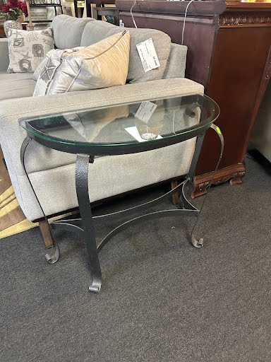 Sofa Table Half Moon Glass Top