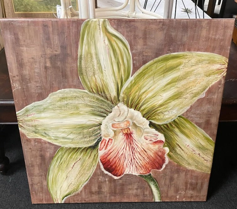 29"x29" Floral Painted On Wood Art