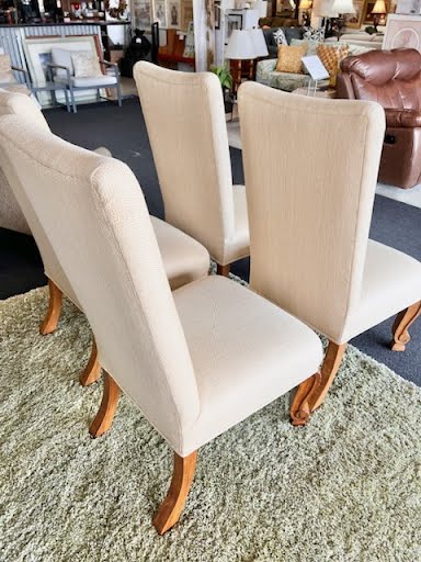 Set of 4 Beige upholstered armless dining vhairs