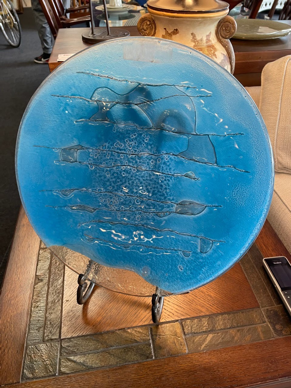 16" Round Blue Decor Plate