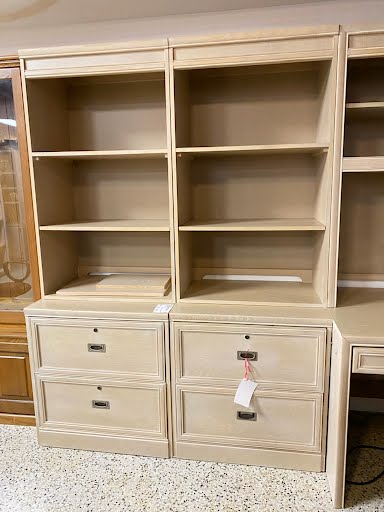 Stanley Furniture - White wash 2 drawer lateral file cabinet with hutch