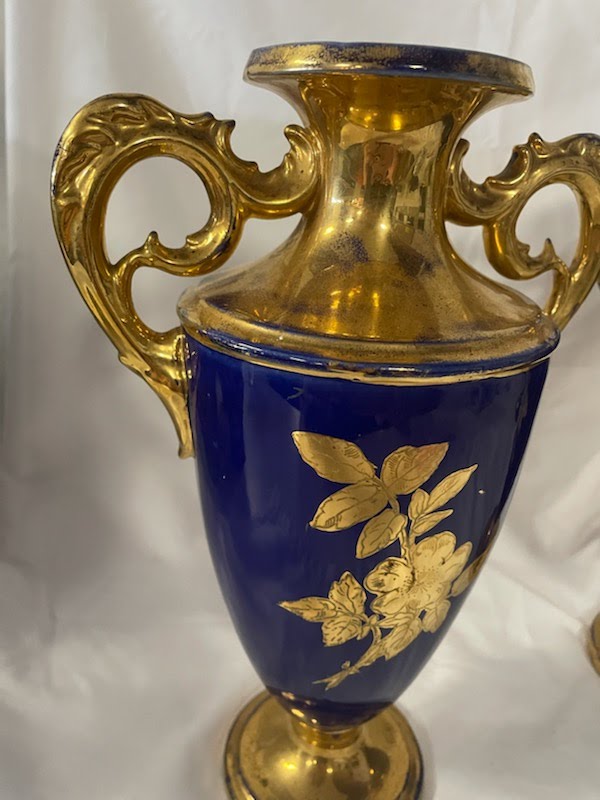 SET OF 2 Blue Gold Oriental Decor