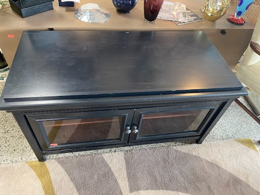 Black 2 glass door T.V console table