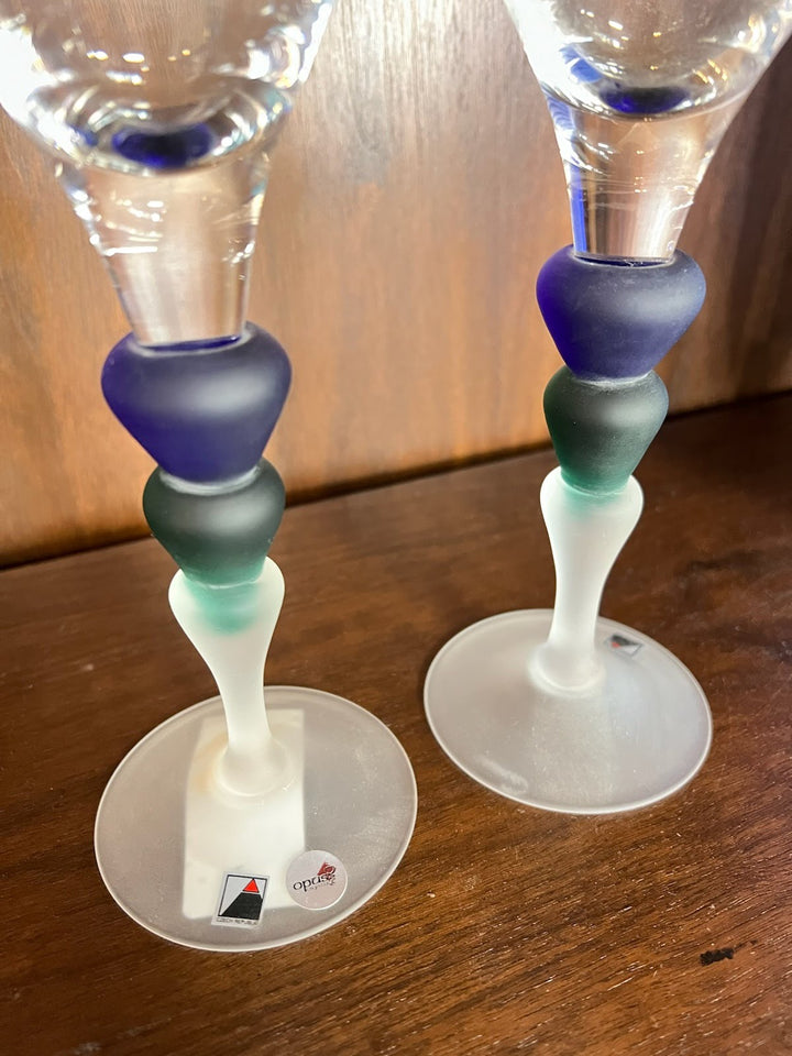 Set/2 Opus Sea Foam Wine Blue Green Glasses