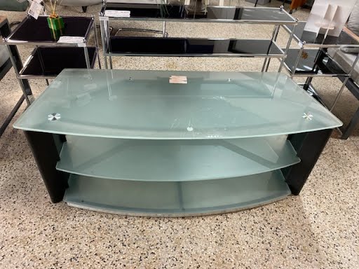 Black 3 tier frosted glass T.V console table