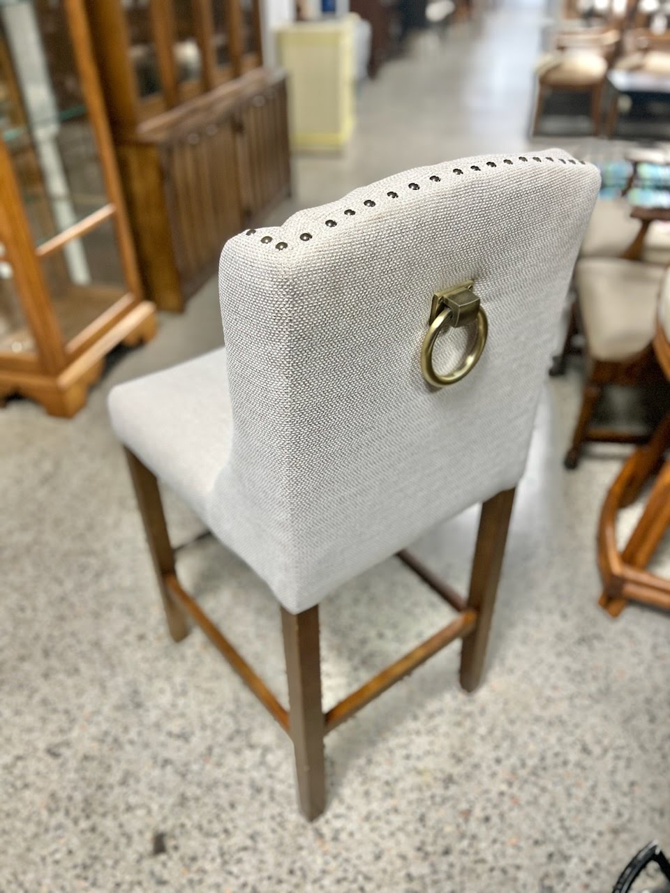 Beige Tufted Counter Stool