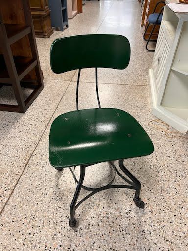 Vintage industrial green wood/ metal desk chair