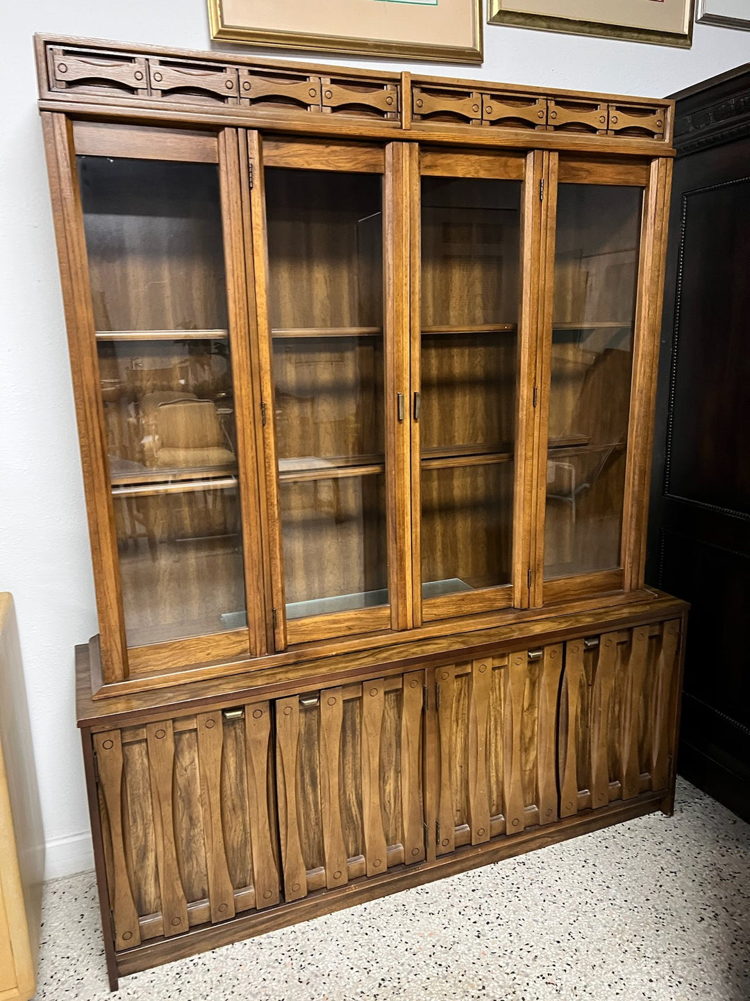 2 Piece Carved China Cabinet