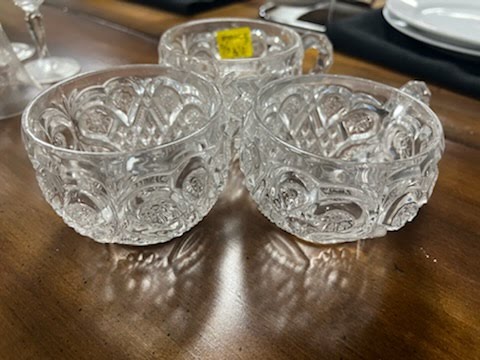Set/3 Cut Glass Tea Cups