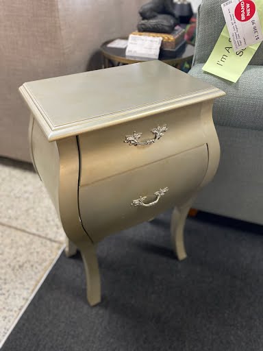 Small 2 drawer nightstand, champagne/silver