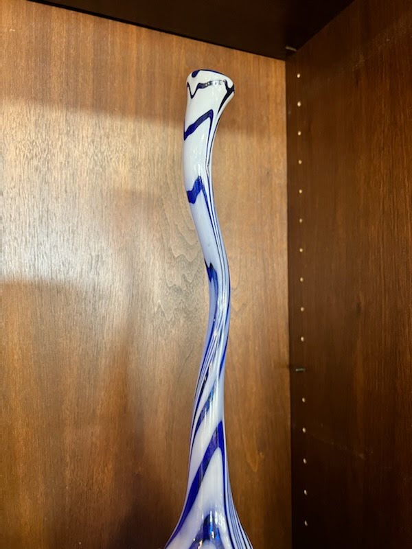 Blue Zebra Tail Squiggly Bottle Decorative Vase