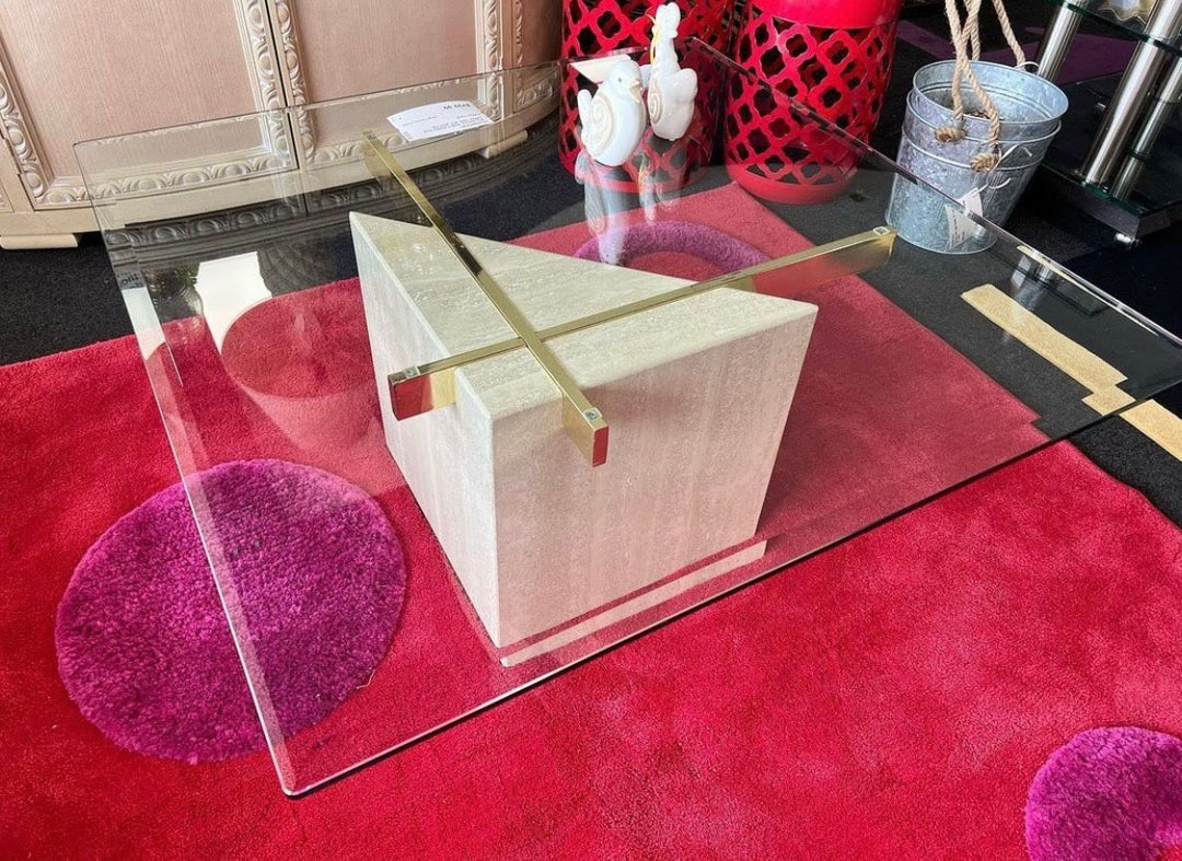 MCM Marble/Glass Top Coffee Table