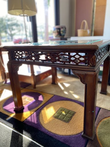 Carved Wood End Table