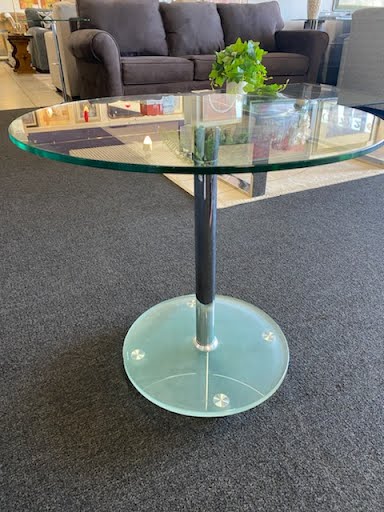 Glass top round end table