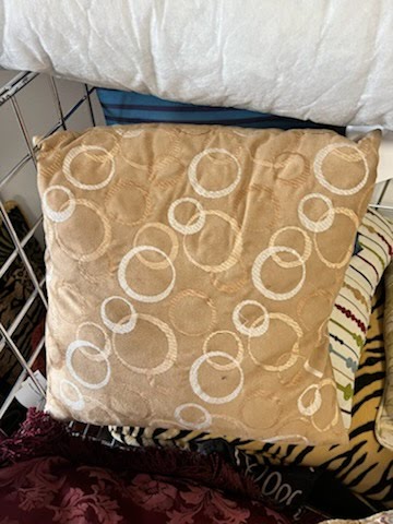 Brown Throw Pillow with Silver Circles