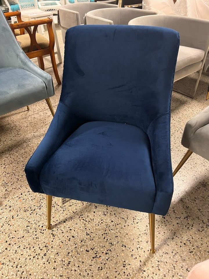 BRAND NEW Navy Pleated Velvet Tov Furniture Chair