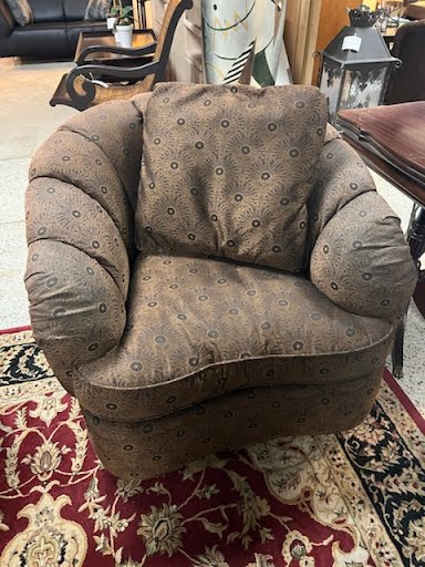 Century Furniture, Swivel arm chair, barrel style shell back - Brown