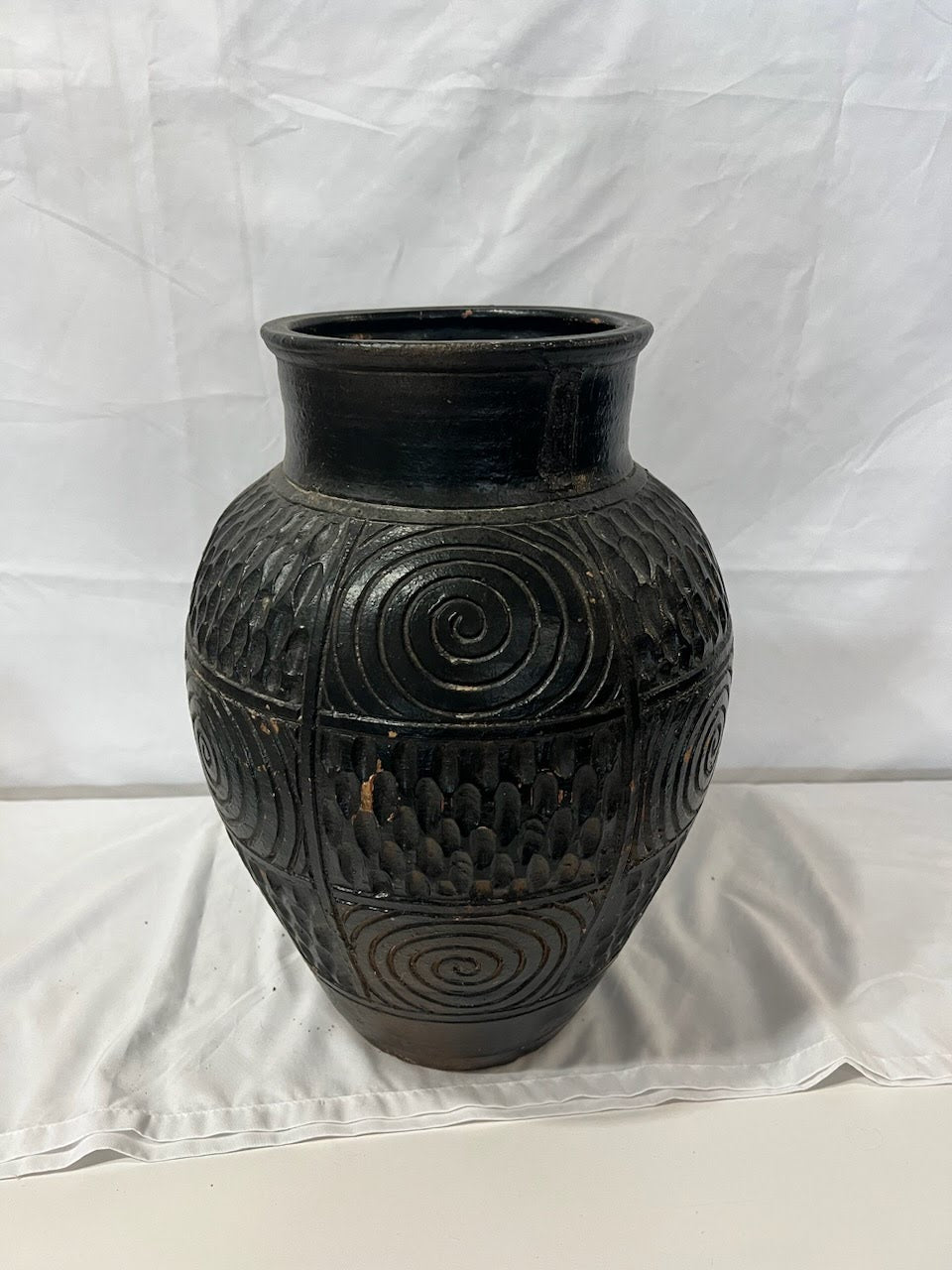 Black Ornate Pottery Vase