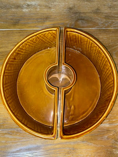Ceramic serving bowl bamboo design