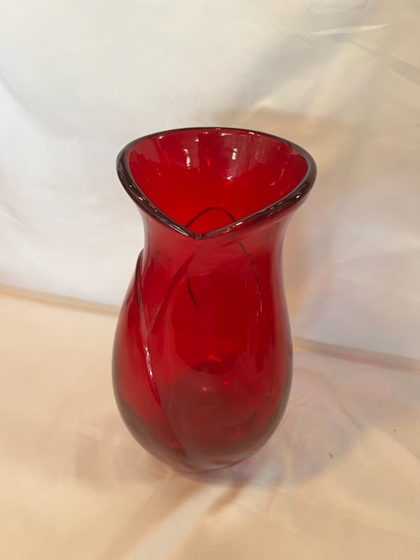 Red Etched Glass Vase