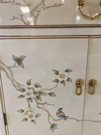 White 2 drawer oriental nightstand