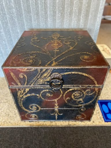 Metal chest w/ gold accents