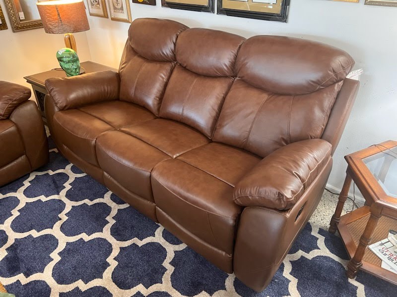 BRAND NEW Brazil Chocolate Leather Manual Double Recliner Sofa