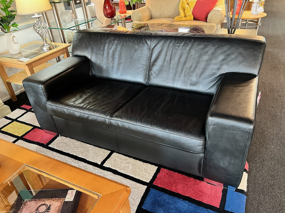 Top Grain Leather Black Sofa