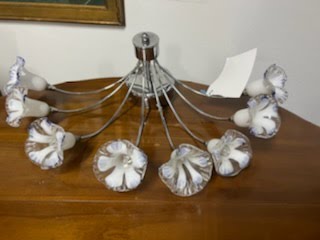 White & Blue Floral Bulb Ceiling Light