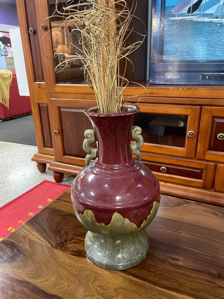 16" Tall Burgundy Vase