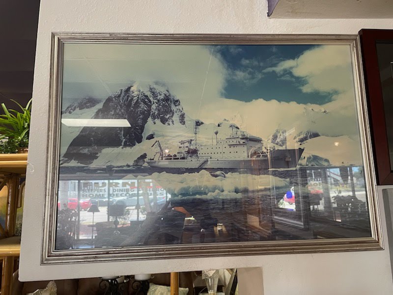 33"x22" Boat / Ice Scene Framed Art