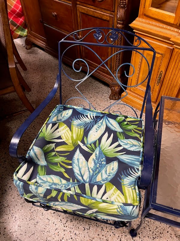 SET OF 2 Blue Iron Outdoor Chairs